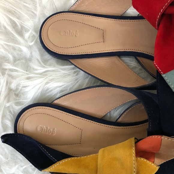 Chloe • Nellie Suede Slide Sandals Nautical Sz 40 - Picture 2 of 8